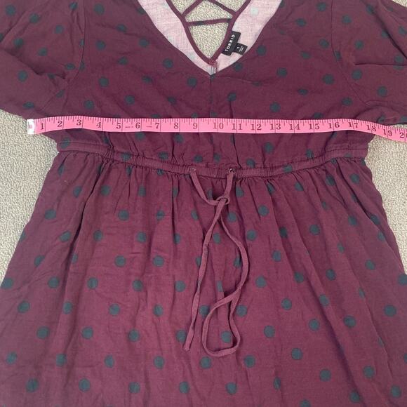 Torrid Babydoll Stretch Challis Top Polka Dot Burgundy Black Size 1X - Picture 7 of 9